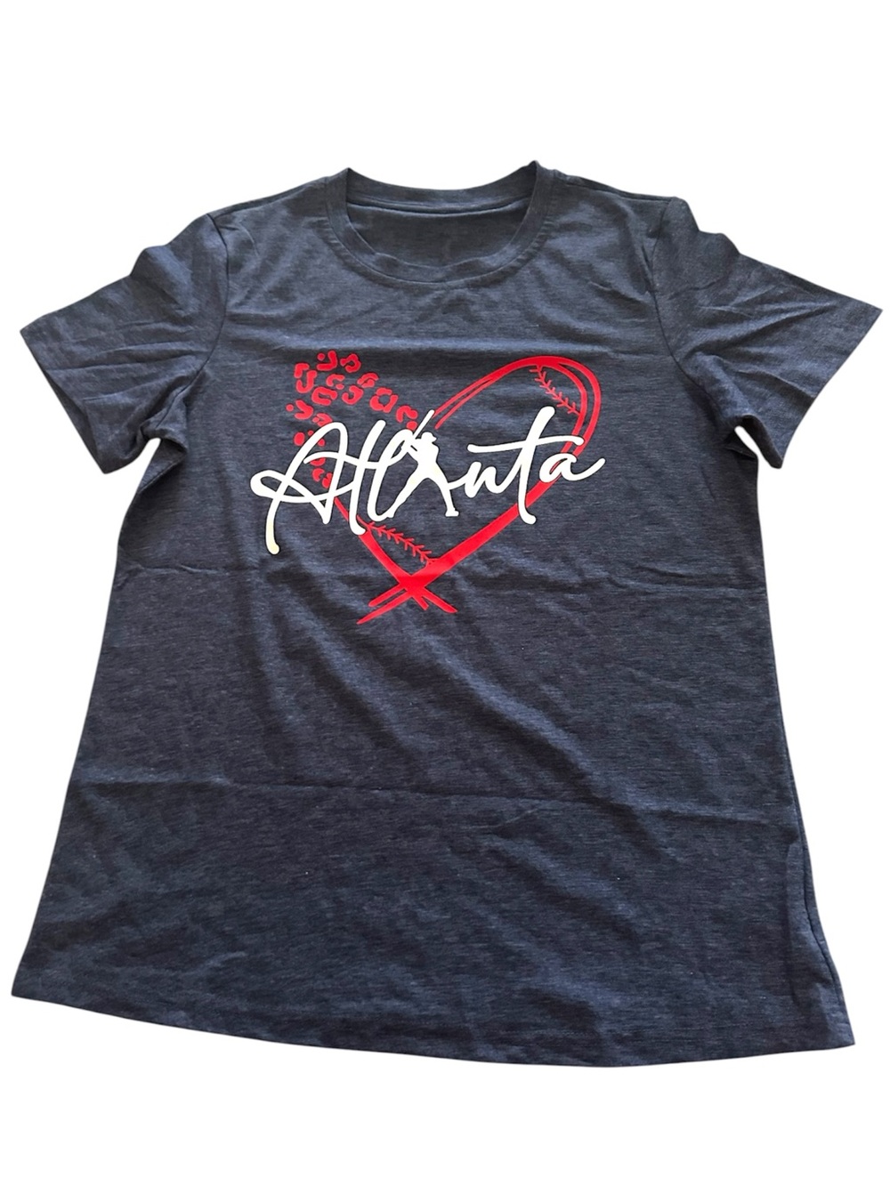Navy Atlanta Baseball Heart T-Shirt (M)